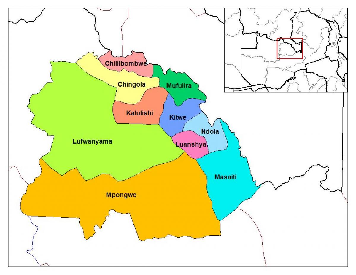 Karte der Provinz copperbelt Sambia