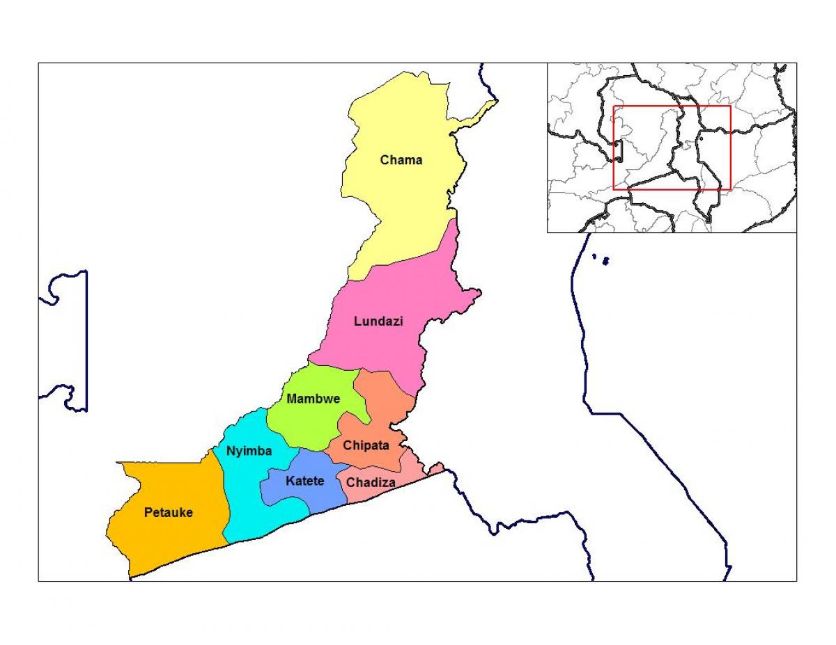 Karte der Ost-Provinz, Sambia