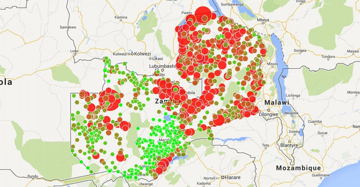 Karte von Sambia malaria