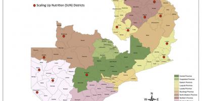 Sambia Bezirke aktualisierte Karte