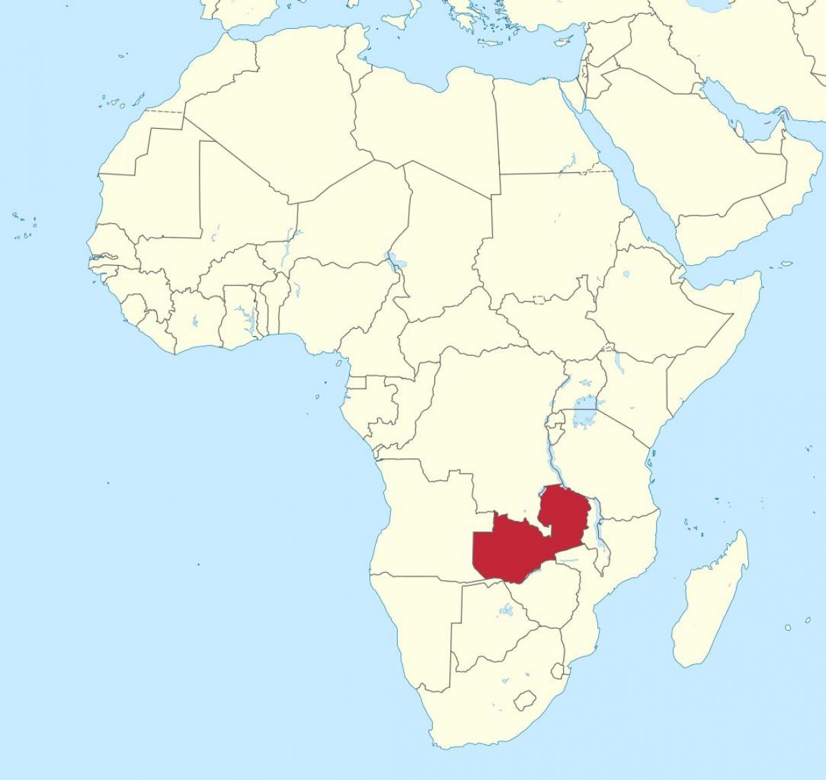Karte von Afrika zeigt, Sambia